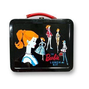 Vintage 90s Barbie X Hallmark Black‎ Lunch Kit Metal Red Handle Limited Edition